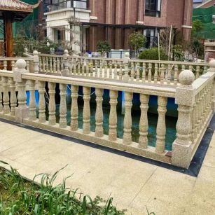 自贡黄金麻花岗岩石材栏杆，扶手，将军柱，花瓶柱