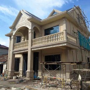 自贡 黄金麻花岗岩石材私人别墅雕花门楼柱阳台栏杆