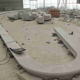 自贡 芝麻白花岗岩弧形花坛石，坐凳石