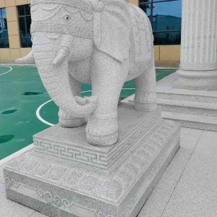 自贡 白麻花岗岩动物异形石雕-大象