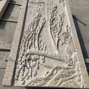 自贡 黄金麻雕刻板浮雕迎客松