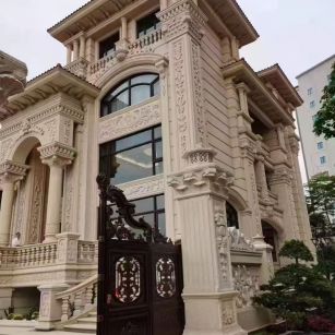 自贡 黄金麻花岗岩别墅外墙干挂效果展示