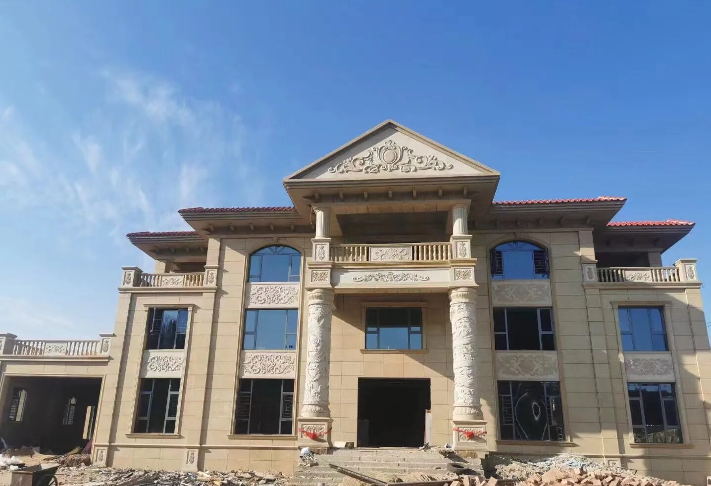 自贡 黄金麻花岗岩别墅外墙干挂